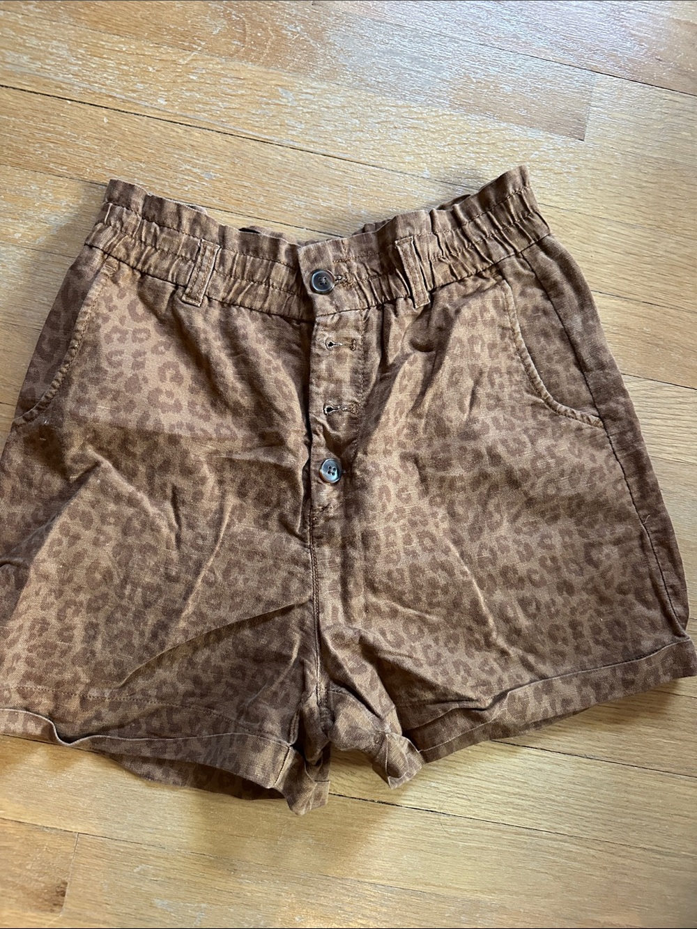 GAP Brown Leopard-Print High Waist Women's Shorts